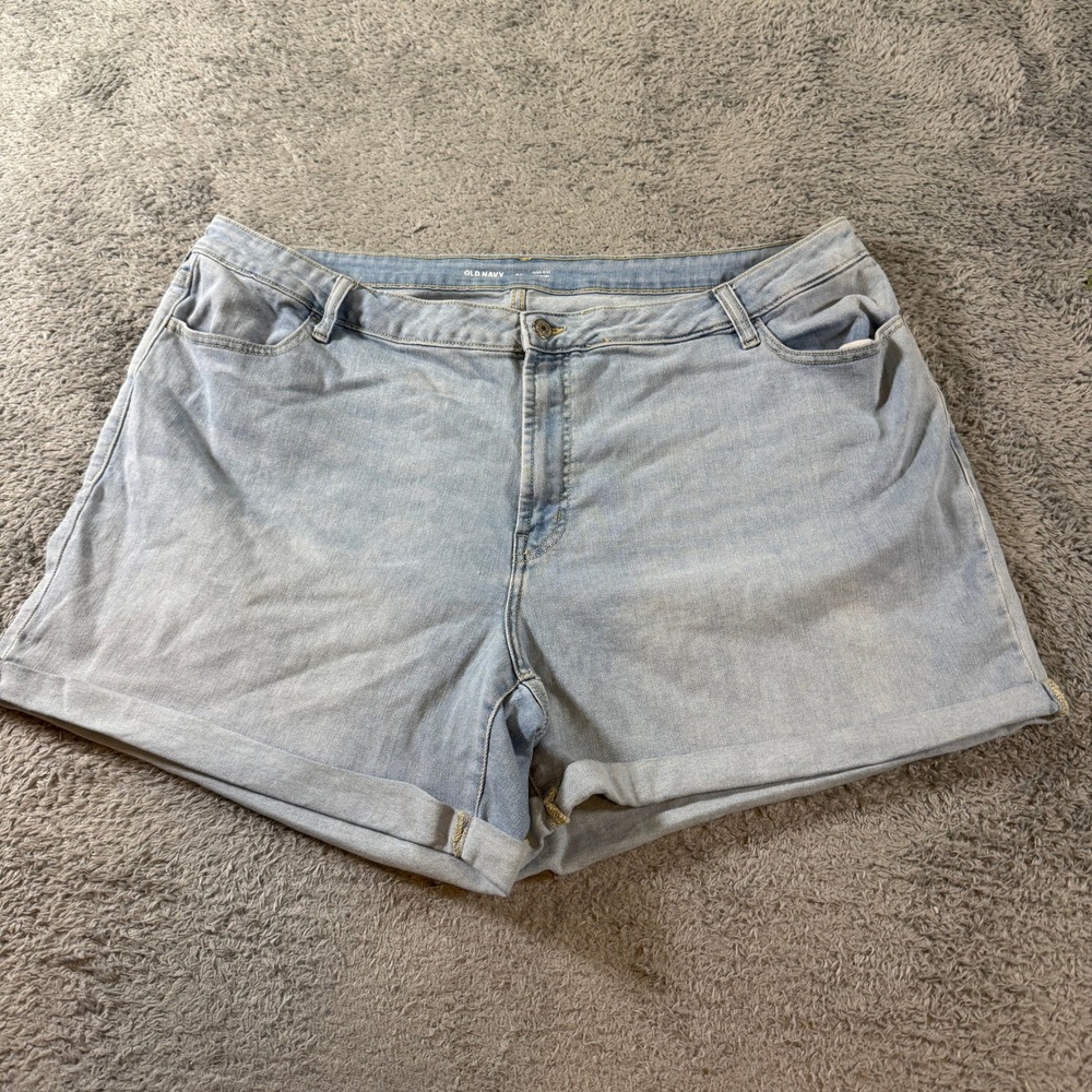 Old Navy Wow Denim Shorts 22 Plus Size Womens High Rise Cuffed Light Wash Blue